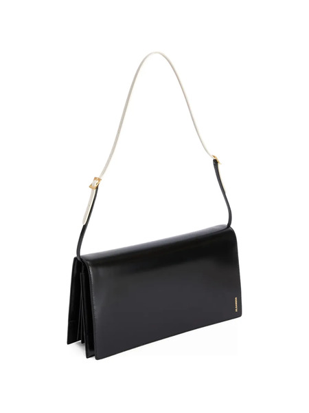  Jil Sander Medium File Leather Shoulder Bag - Black 