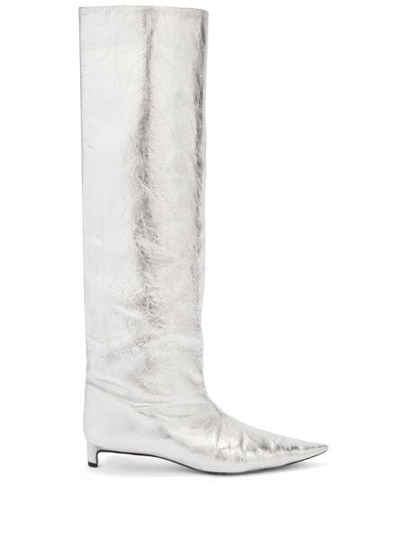  Jil Sander 30mm Metallic Knee Boots - Grey 