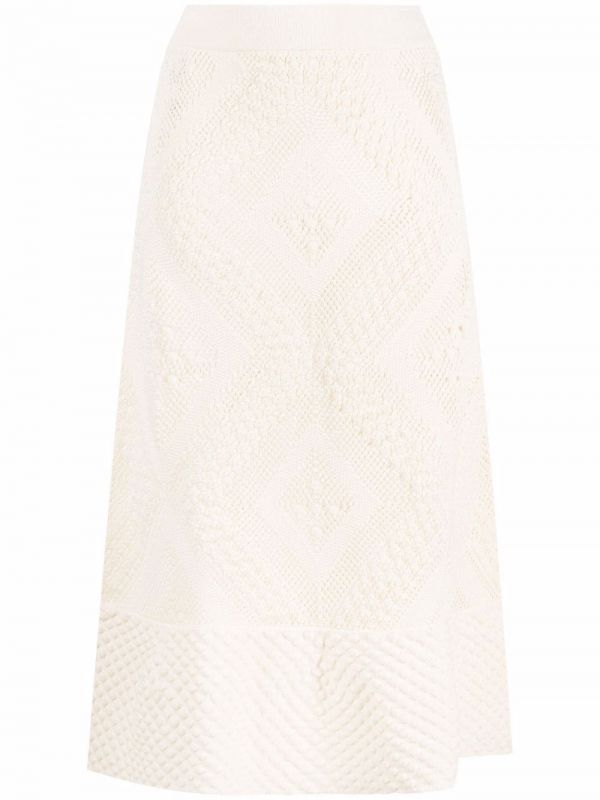  Jil Sander Open-knit Patterned Midi Skirt - White 