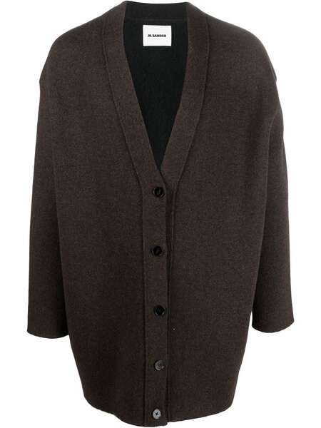  Jil Sander Oversize V-neck Cardigan - Brown 