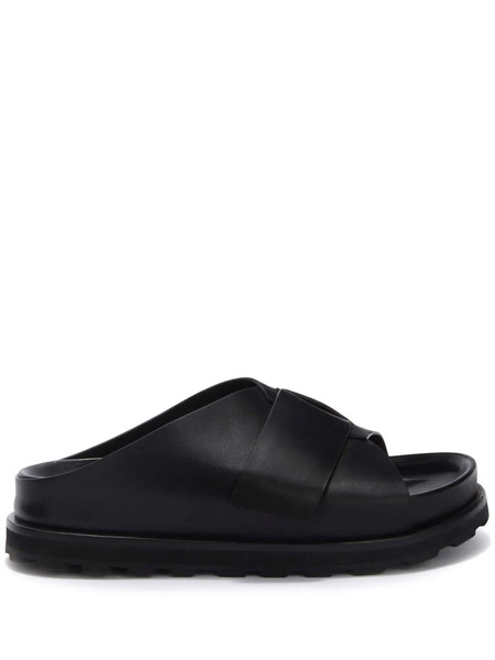  Jil Sander Platform Leather Slides - Black 