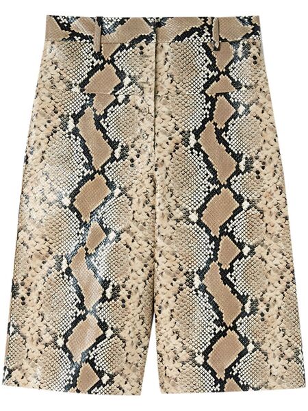  Jil Sander Python-effect Leather Bermuda Shorts - Brown 