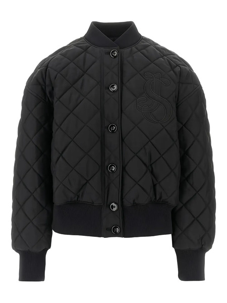  Jil Sander Quilted Monogram Bomber Jacket - Black 