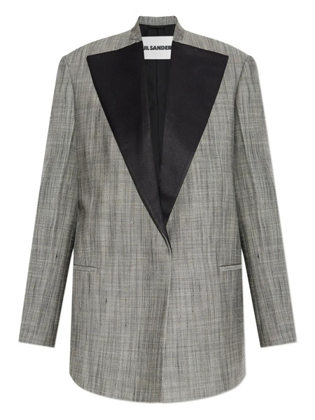  Jil Sander Satin-lapel Checked Jacket - Grey 