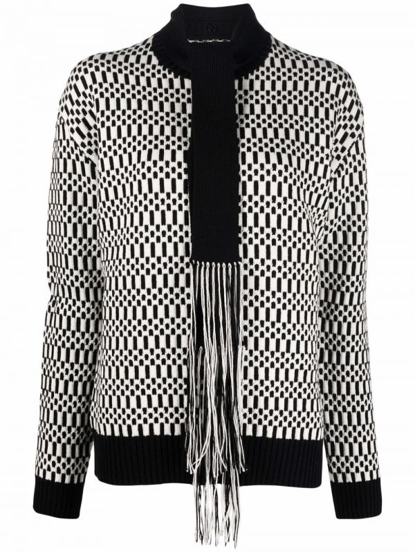 Jil Sander Scarf-detail Patterned Jumper - White 