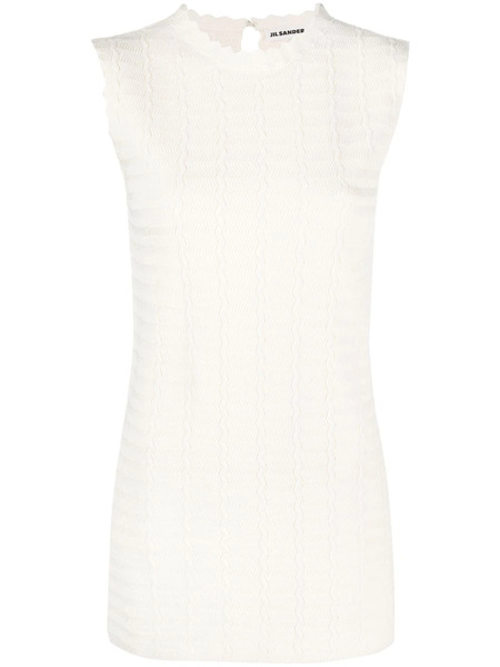  Jil Sander Sleeveless Zigzag-pattern Sweatshirt - White 