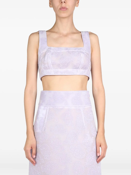  Jil Sander Square-neck Paisley-pattern Top - Purple 