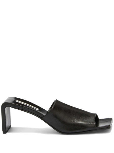  Jil Sander Square Open-toe Leather Sandals - Black 
