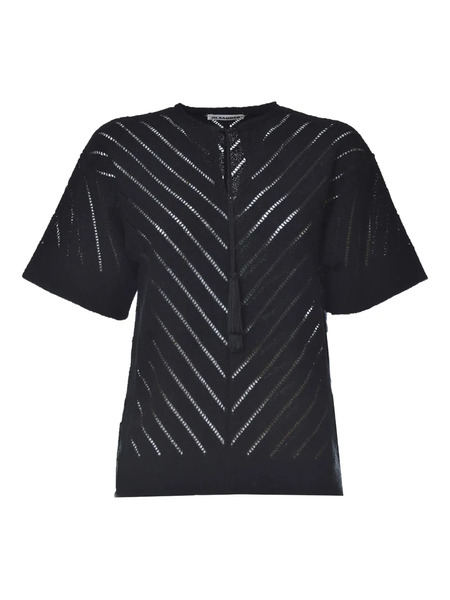  Jil Sander Striped Short-sleeved Top - Black 