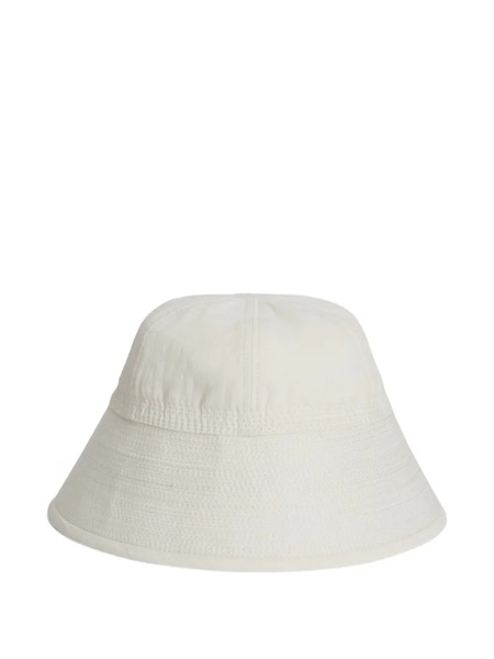  Jil Sander Topstitching Linen Bucket Hat - White 