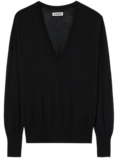  Jil Sander V-neck Cashmere Top - Black 