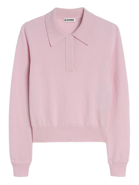  Jil Sander Wool Polo Sweater - Pink 