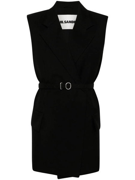  Jil Sander Wool Sleeveless Coat - Black 