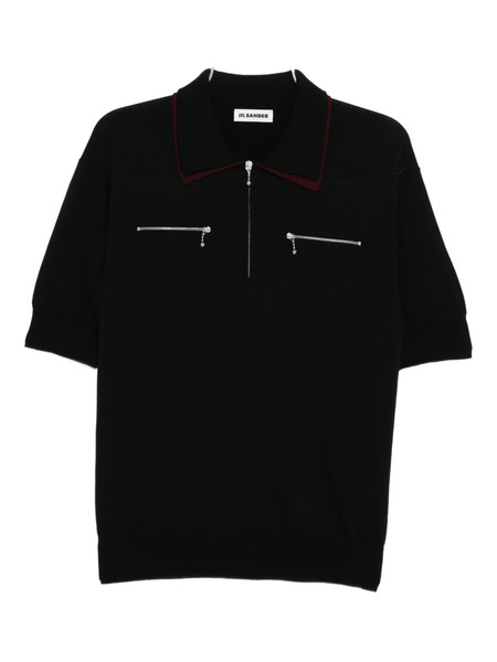  Jil Sander Zip Collar Polo Shirt - Black 