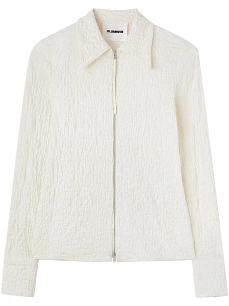  Jil Sander Zip-front Cloqué Top - White 
