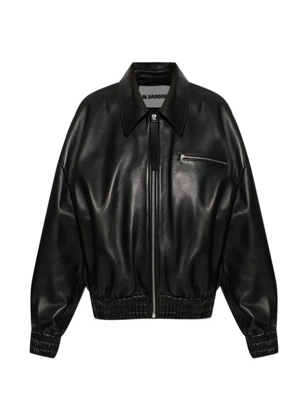  Jil Sander Zip-up Leather Bomber Jacket - Black 