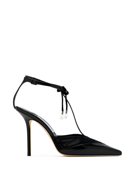  Jimmy Choo Afia Mesh Strap 100 Pumps - Black 