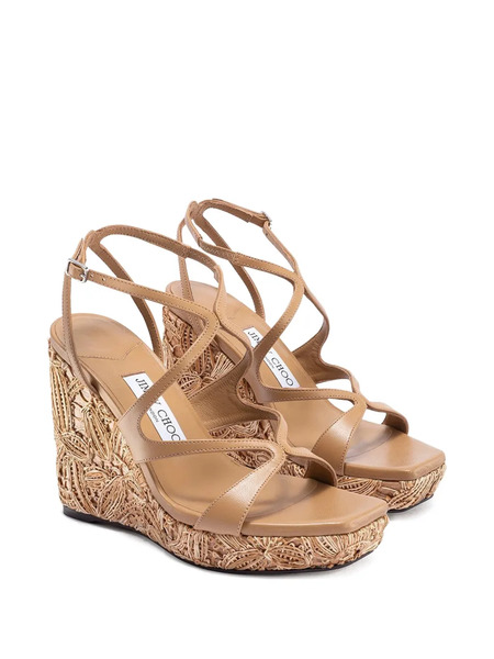  Jimmy Choo Ayla Wedge Sandals - Brown 