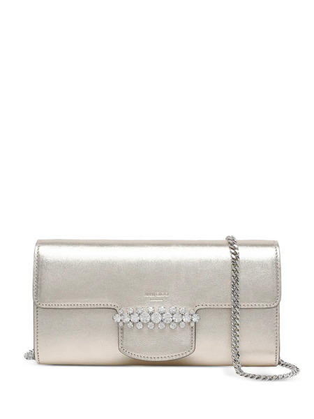  Jimmy Choo Bing Crystal-embellished Chain Wallet - Gold 