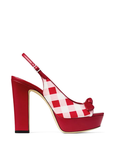  Jimmy Choo Bow Checked Sandals - Red 