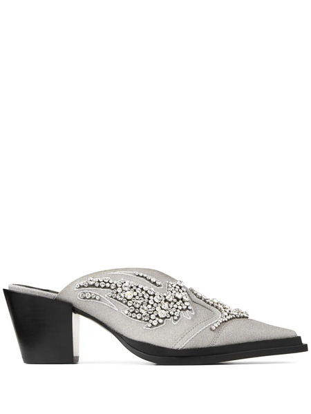  Jimmy Choo Cece 60mm Glitter Mules - Grey 