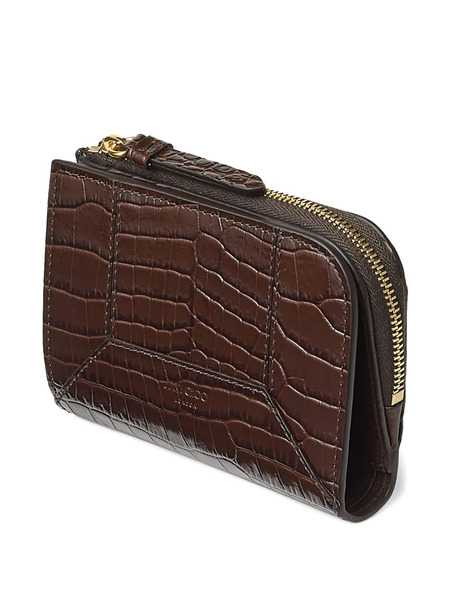  Jimmy Choo Crocodile-effect Zip Wallet - Brown 