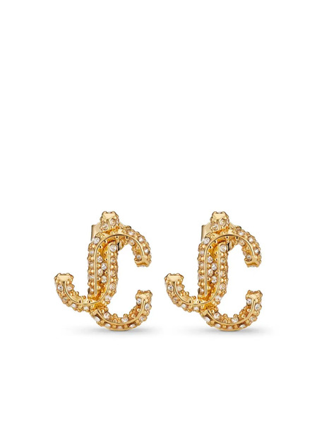  Jimmy Choo Jc Crystal-embellished Stud Earrings - Gold 