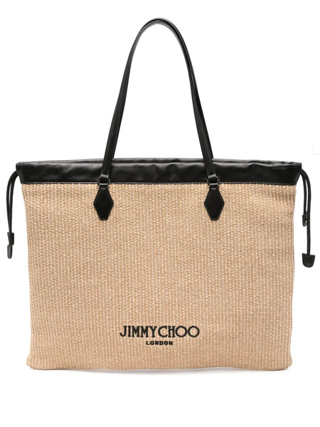  Jimmy Choo Large Drawstring Tote Bag - Neutrals 