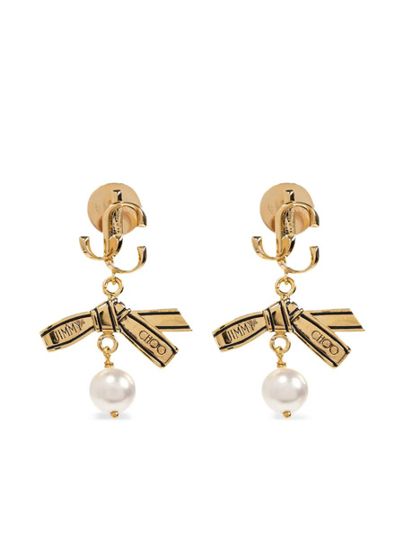  Jimmy Choo Logo Bow Earrings - Gold 