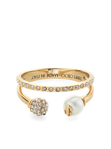  Jimmy Choo Logo-engraved Double Ring - Gold 