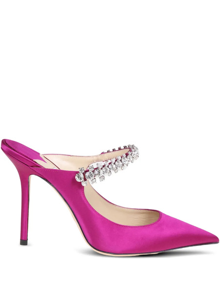  Jimmy Choo 100mm Crystal-embellished Pointed Mules - Pink 