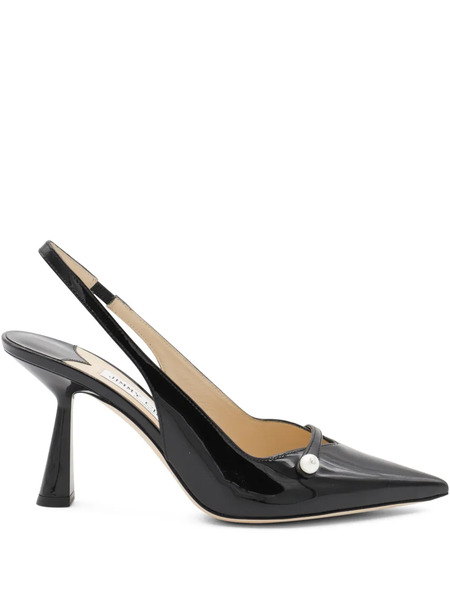  Jimmy Choo 85mm Slingback Pearl Pumps - Black 