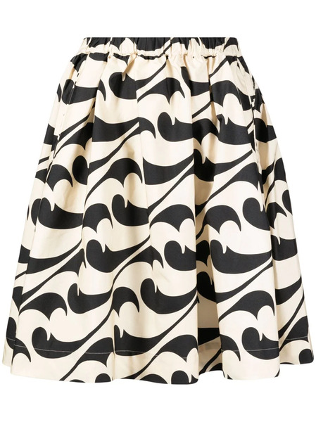  Jnby Abstract-pattern Cotton Midi Skirt - Neutrals 