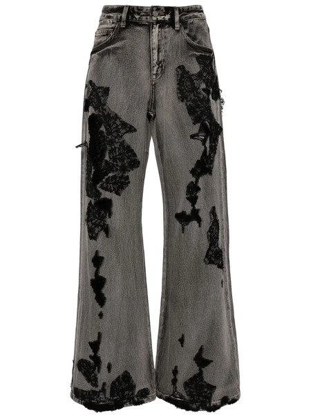  Jnby Distressed Wide-leg Jeans - Grey 