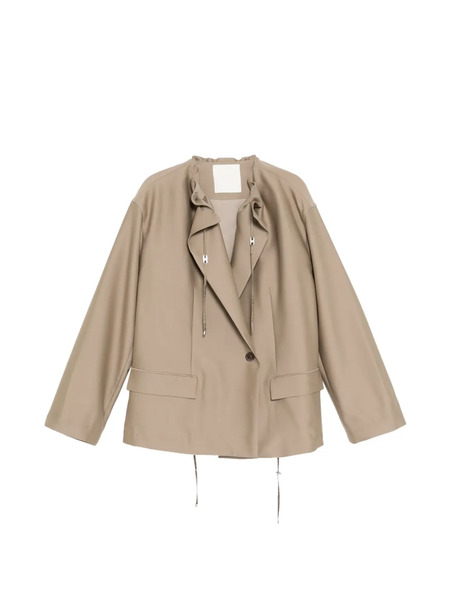  Jnby Drawstring Long-sleeve Blazer - Brown 