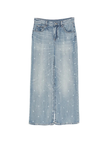  Jnby Polka Dot Flared Jeans - Blue 