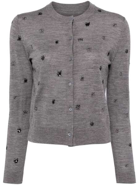  Jnby Sequin-embellished Cropped Sweater - Grey 