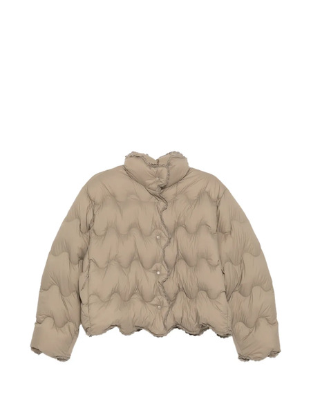  Jnby Wave-quilted Lace-trim Jacket - Neutrals 
