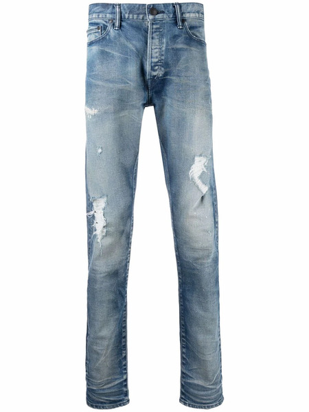  John Elliott Mid-rise Distressed Jeans - Blue 