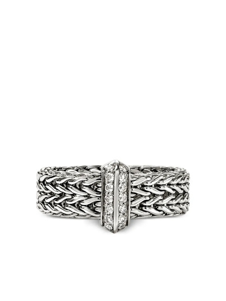  John Hardy Sterling Silver Icon Link Bar Diamond Ring 