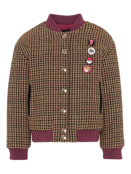  John Richmond Junior Buttoned-patterned Bomber Jacket - Brown 