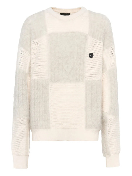  John Richmond Patchwork Cable-knit Sweater - White 
