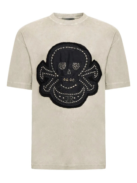  John Richmond Skull-embellished T-shirt - Neutrals 