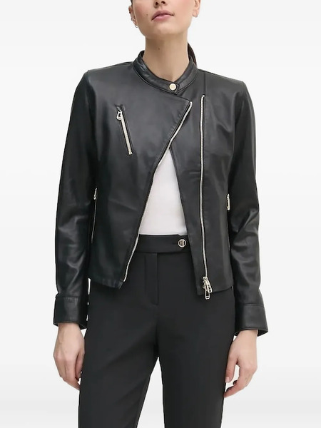  Joop! Asymmetrical Leather Jacket - Black 