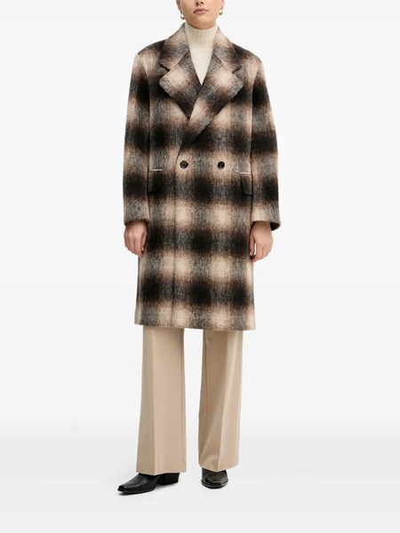  Joop! Double-breasted Checked Coat - Brown 