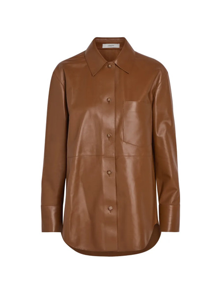  Joseph Penna Leather Shirt - Brown 
