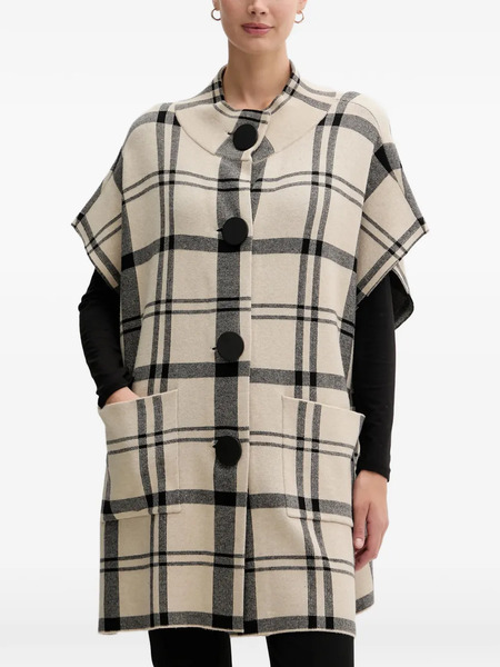  Joseph Ribkoff Buttoned Check Coat - Neutrals 
