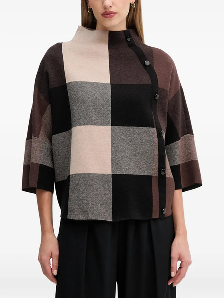  Joseph Ribkoff Check Button Sweater - Brown 