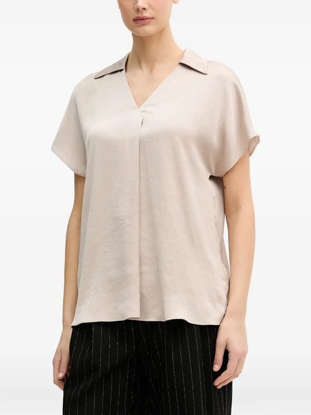  Joseph Ribkoff Collared V-neck Top - Neutrals 