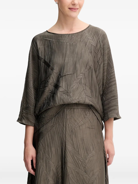 Joseph Ribkoff Geometric-pattern Pleated Top - Brown 